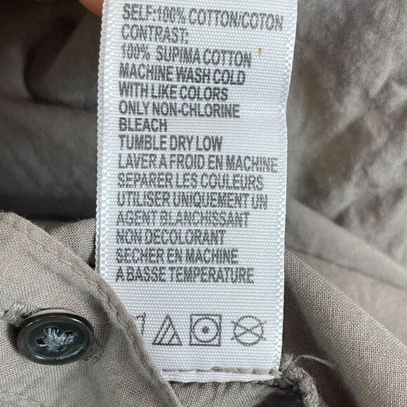 James Perse 4 Womens XL Button Up Side Panel Shirt 100% Pima Cotton Tan Blouse - Picture 5 of 9